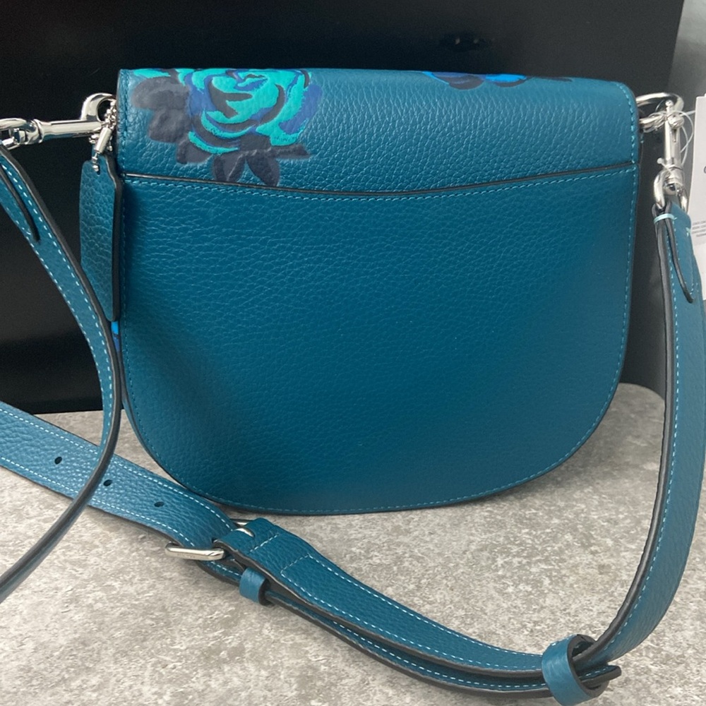 TEAL COACH MORGAN SADDLEBAG WITH JUMBO FLORAL PRINT. - Picture 2 of 12